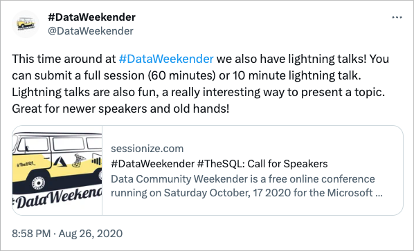 Image is of a tweet by dataweekender click on the image to see the original tweet