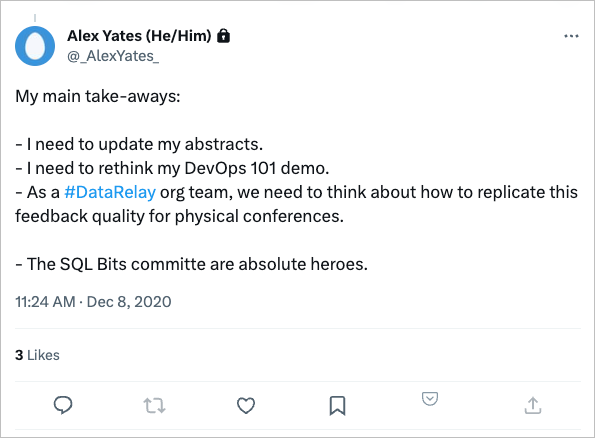 Image is of a tweet by alexyates click on the image to see the original tweet