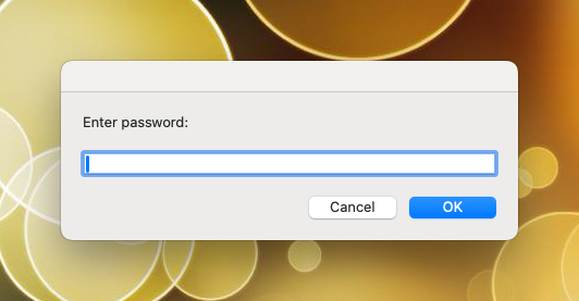 A dialog box asking for a password