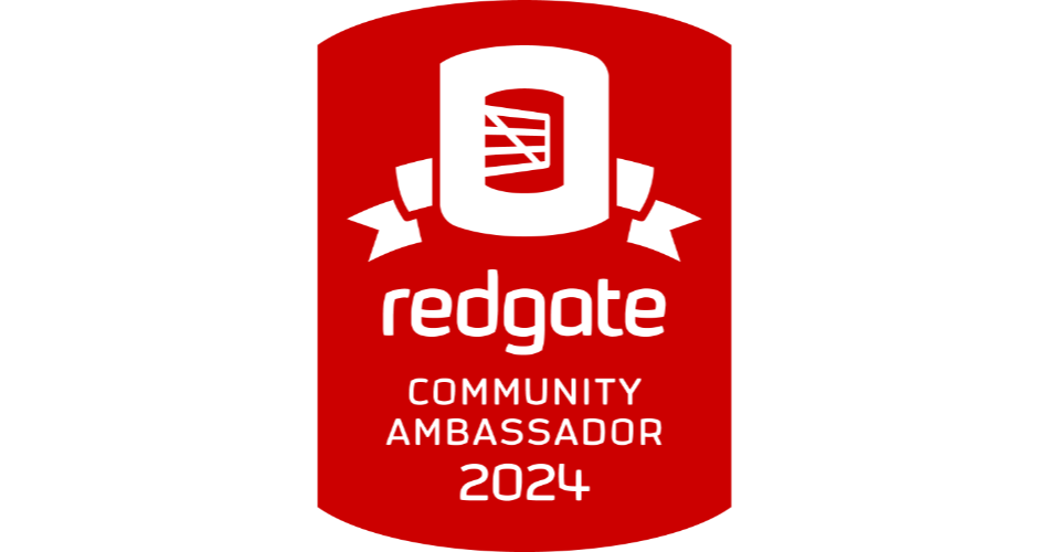 a badge from Redgate as a community ambassador