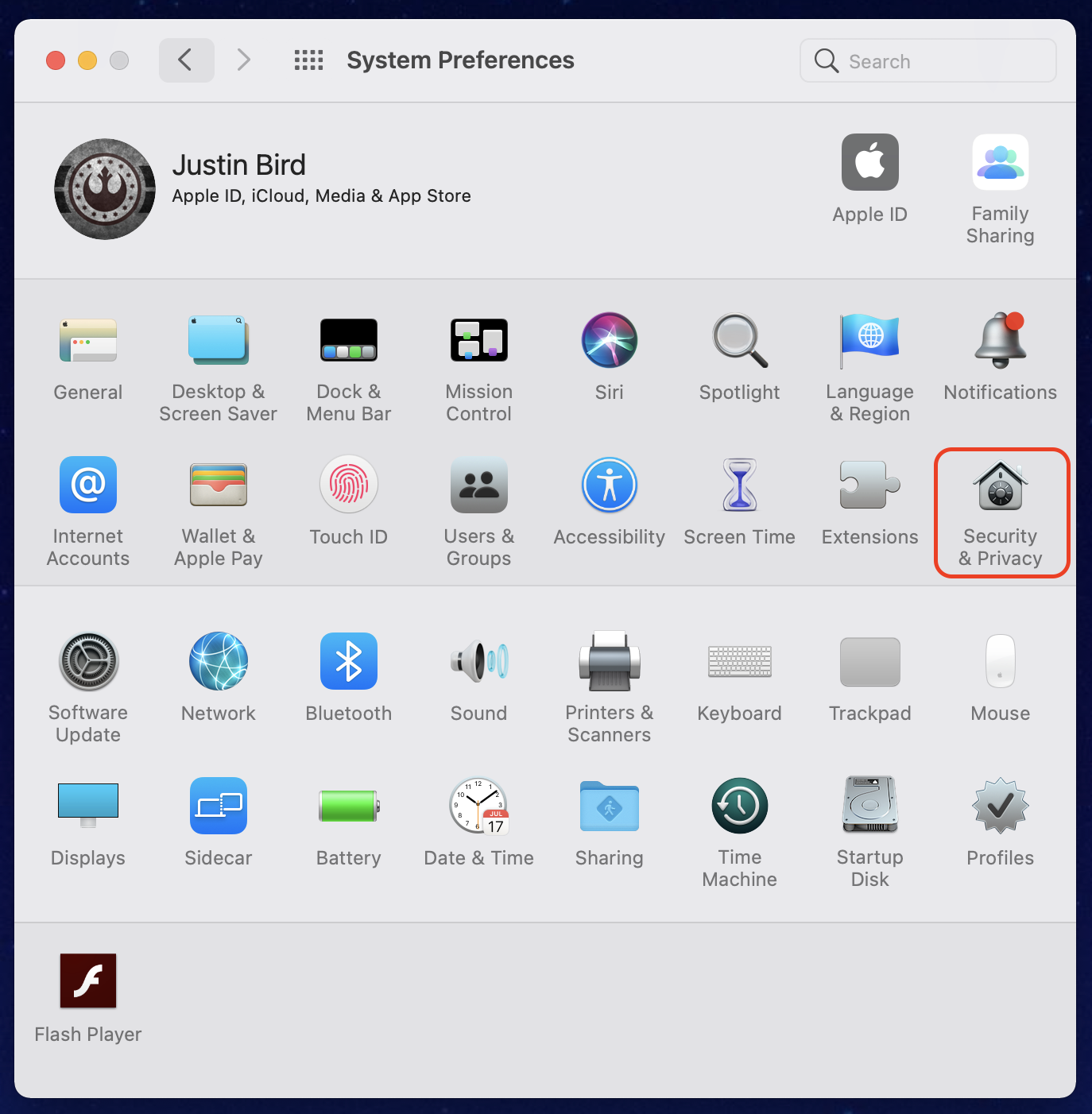 navigate to system preferences and select security & privacy